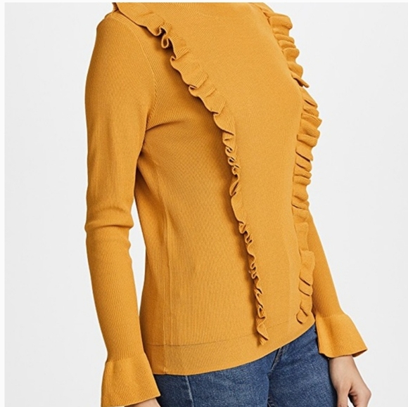 COPY - ShopBop Glamorous Ruffle Front Sweater Mustard - Picture 2 of 6
